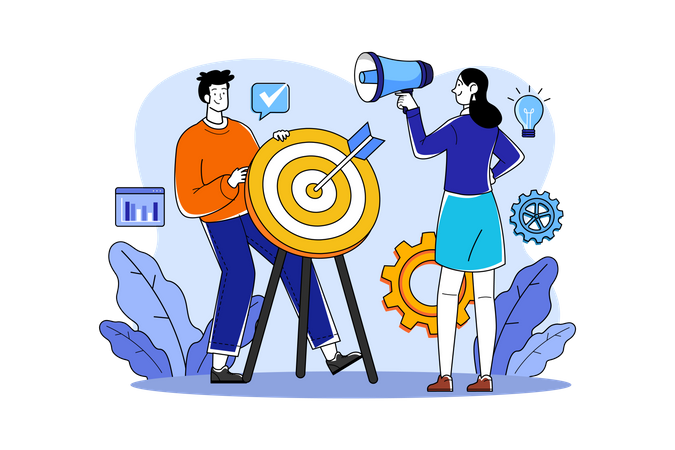 Marketing People Set Business Target  Illustration