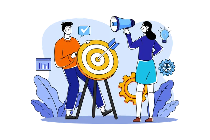 Marketing People Set Business Target  Illustration