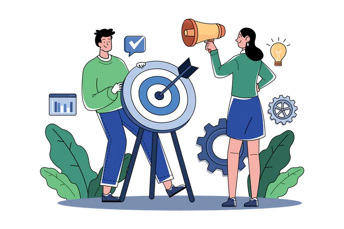 Marketing People Set Business Target  Illustration