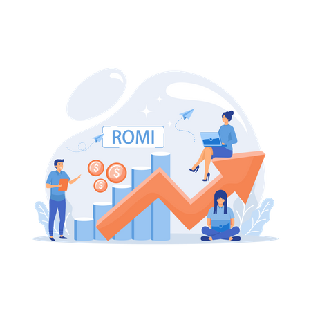 Marketing people working on romi analysis  Illustration