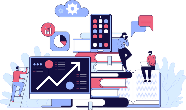 Marketing people working on Stock market analysis  Illustration