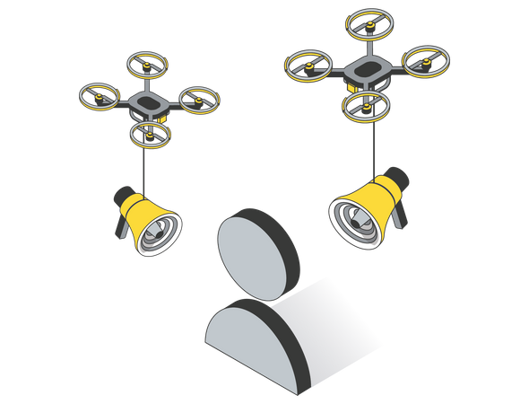 Marketing target through drones Illustration
