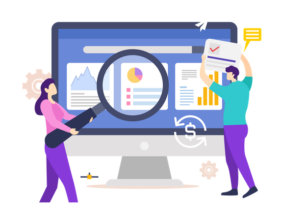 Marketingteam arbeitet an SEO  Illustration