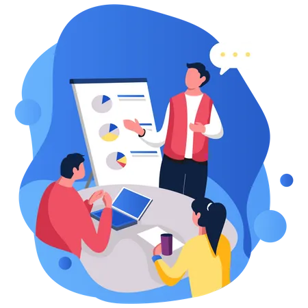 Marketing team discussion marketing strategy Illustration