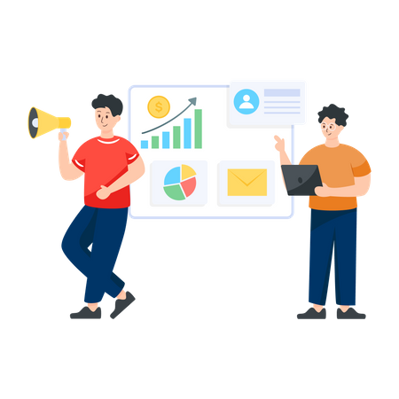 Marketing team doing digital growth analysis  Illustration