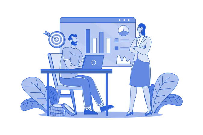 Marketing team doing Market Analysis  Illustration