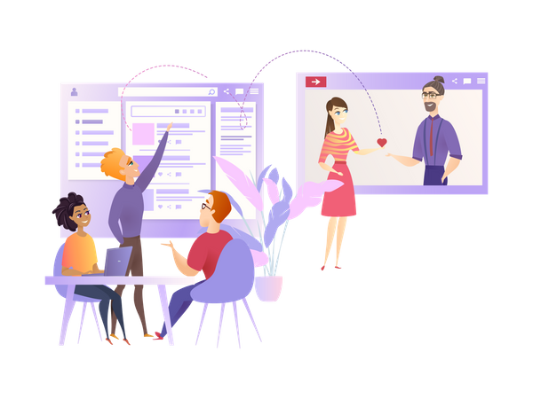Marketing Team Improve User Experience from dating website  일러스트레이션