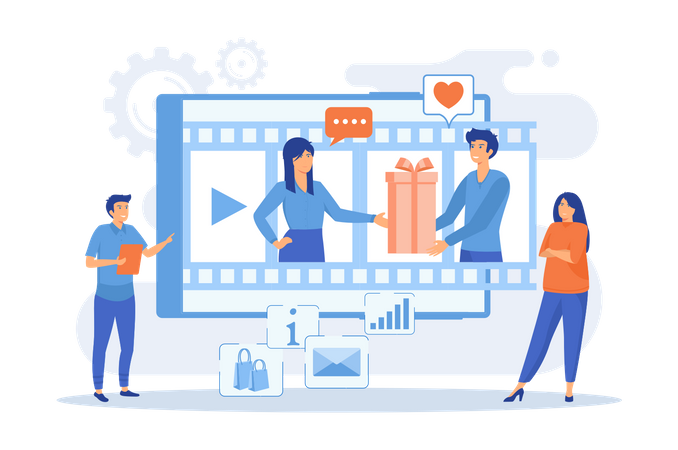 Marketingteam präsentiert Videomarketing  Illustration