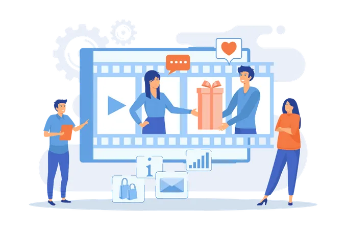 Marketingteam präsentiert Videomarketing  Illustration