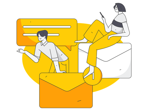 Marketing team sending newsletters  Illustration