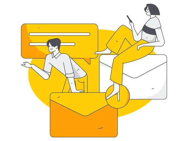 Marketing team sending newsletters  Illustration