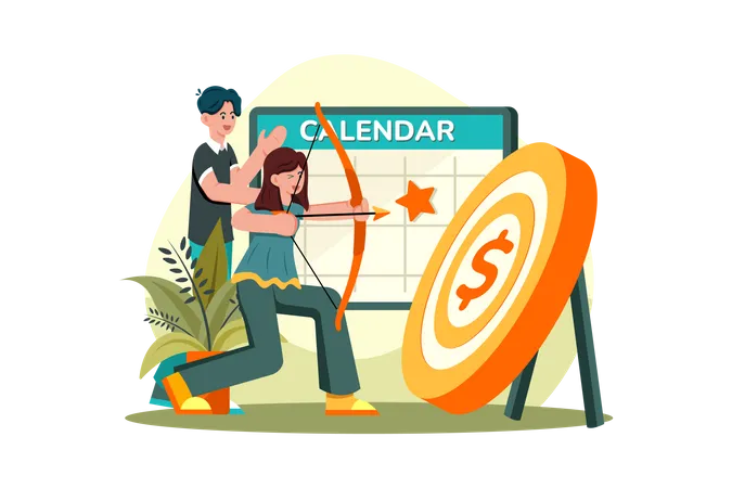 Marketing team setting business target  Illustration