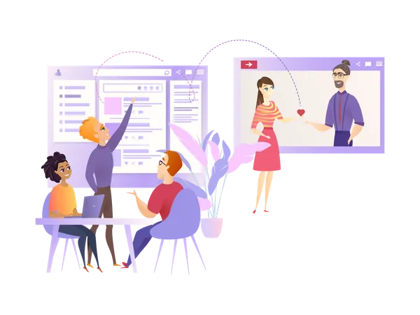 Marketingteam verbessert Benutzererfahrung auf Dating-Website  Illustration