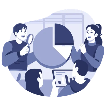 An Illustration Of Marketing Team With Analytics Illustration
