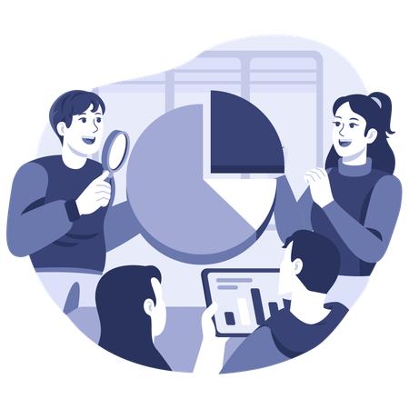 Marketing team with analytics  Illustration