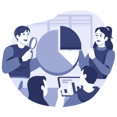 Marketing team with analytics  Illustration