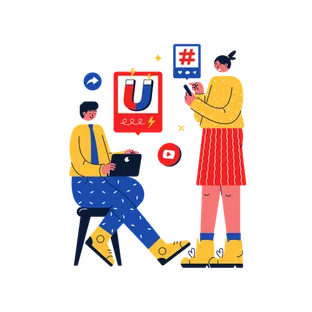 Marketing team working on attracting traffic using social media