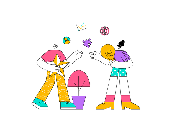 Marketing Team working on business ideas and targets  Illustration
