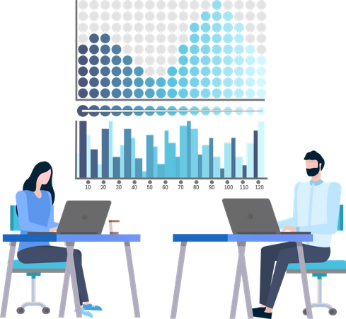 Marketing Team Working On Data Analysis  Illustration