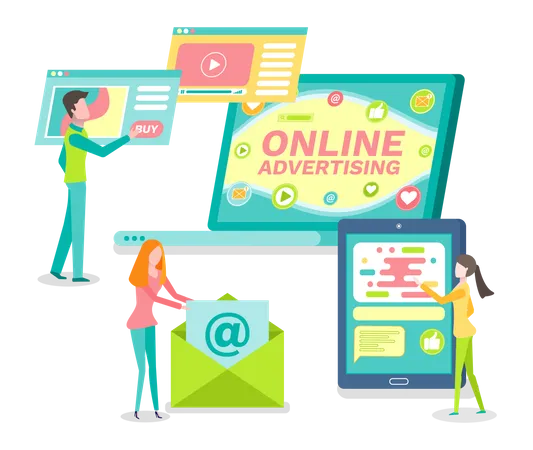 Team Of Marketers Exploring Customer Base Attracting Customers Proper Marketing Concept Tool For Successful Business Development Website Or Webpage For Online Advertising Digital Marketing Illustration