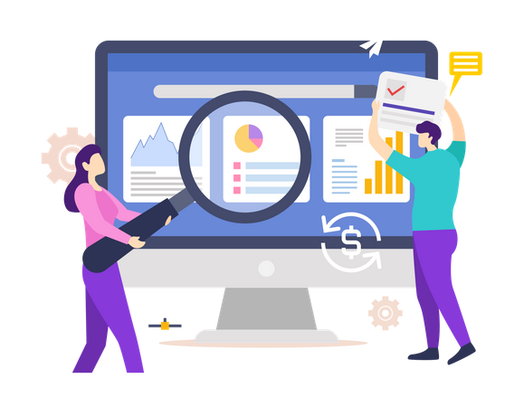 Marketing team working on SEO  Illustration
