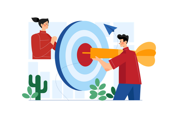 Marketing Team Working On SEO Target  Illustration