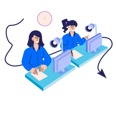 Marketing team working together  Illustration