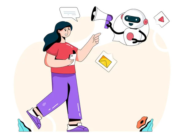 Marketing using AI robot  Illustration