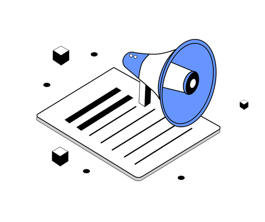 Marketingankündigung mit Dokument  Illustration