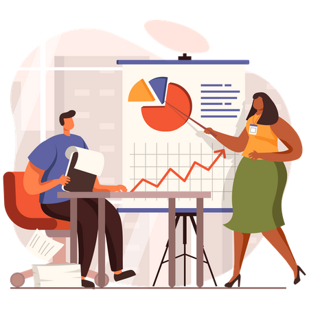 Marketingpräsentation durch Mitarbeiter  Illustration