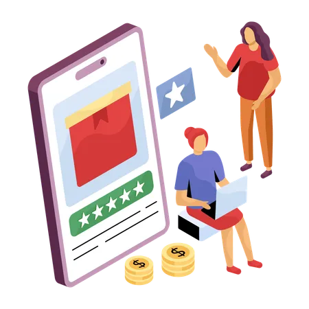 Marketingteam arbeitet an Benutzerfeedback  Illustration