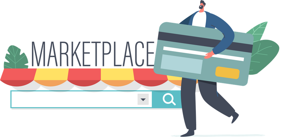 Marketplace of Online Shopping Illustration