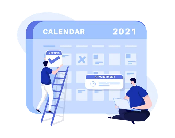 Marking appointment on business calendar Illustration