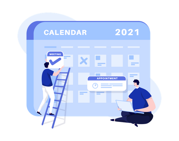 Marking appointment on business calendar  Illustration