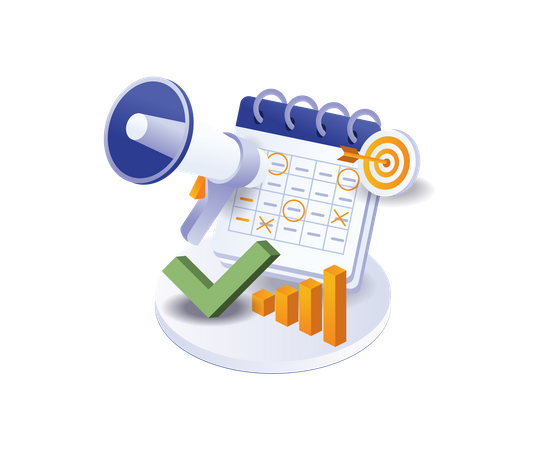 Marking the business development plan calendar  Illustration