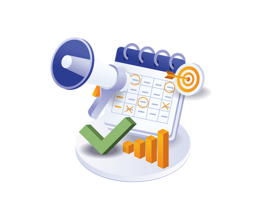 Marking the business development plan calendar  Illustration