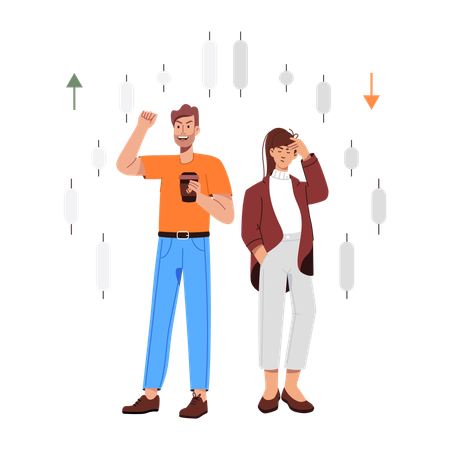 Marktschwankungen analysiert durch Unternehmer  Illustration