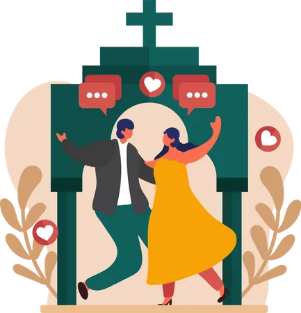 Marriage Couple dancing together  Illustration