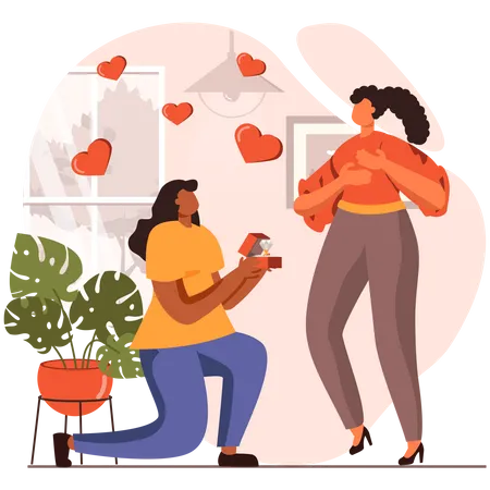 Marriage proposal by lesbian Illustration