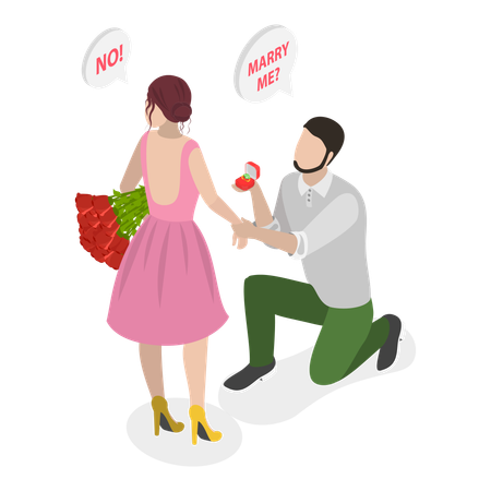 Marriage Proposal Rejection  Illustration