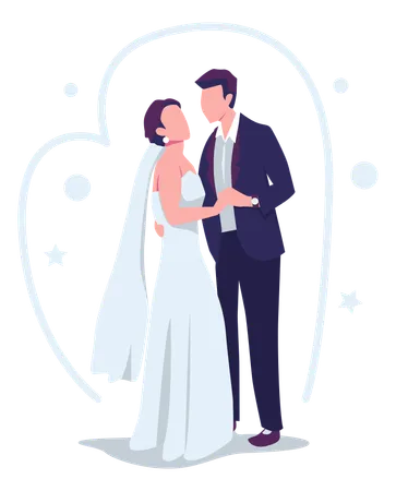 Wedding Couple Illustration Flat Vector Design Illustration