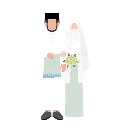 Muslim Wedding Couple Flat Illustration Illustration