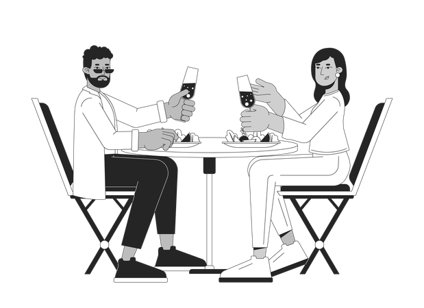 Married couple eating dinner  Illustration