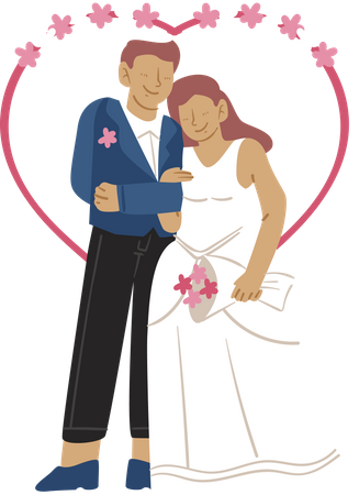 Married couple giving standing pose Illustration