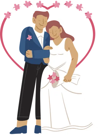 Married couple giving standing pose  Illustration