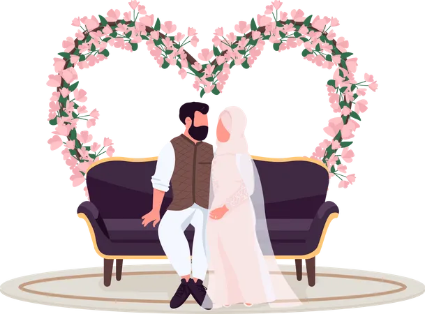 Married couple pose at romantic place Illustration