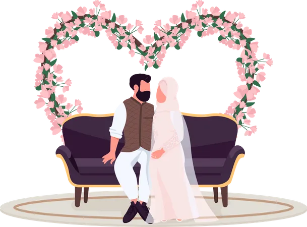 Married couple pose at romantic place  Illustration