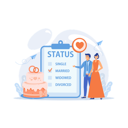 Married couple status on clipboard Illustration