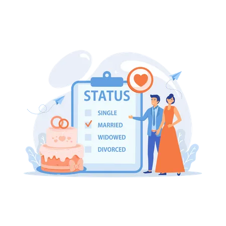 Married couple status on clipboard Illustration