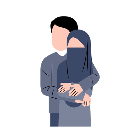 Married muslim couple standing together for photoshoot  Illustration